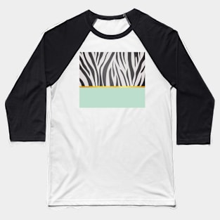 Black and white zebra print on green, golden lining Baseball T-Shirt